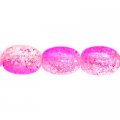 Bead,16x12mm crackled glass beads,Clear/fuchsia,Sold of 10 strands