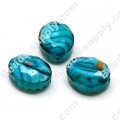 Colorful Faceted Oval Glass Beads , 13mm*20mm ,Blue Zircon