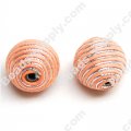 Crochet Beads 22mm ,Silver with Peach cord