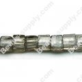 Glass Silver Foiled Cubic Beads 10x10mm