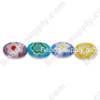 Millefiori Glass Single-Flower Flat Olive Beads 8x10 mm
