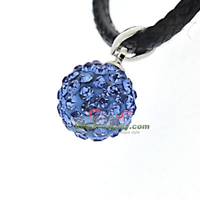 Pendants, Clay and crystal, Sapphire, 10mm round with hook . Sold per 20 pieces . - Click Image to Close
