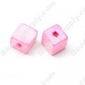 Wood Square Bead 10x10mm,Pink