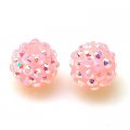 Bead,Round Resin Pave Beads,Jelly Beads , Pink Base,Pink AB,Sold 100 Pcs Per Package