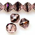 Bead, glass bicone, centre part plating ,pink with metallic purple, 10x10mm bicone. Sold per pkg of 165 PCS