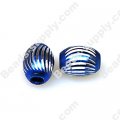 Beads,Loose beads,8*11mm Oval Aluminium Beads,Blue beads with carving, sold of 500pcs