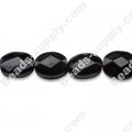Black Stone 8x10mm Faced Oval Shape Beads