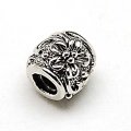 European Style Beads,Pewter Beads ,Flower , Rhodium plated,8x13mm