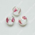 Foiled glass Round Beads ,White