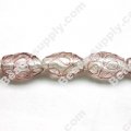 Glass Silver Foiled Oval Beads 15x25mm