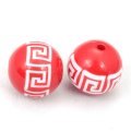 16mm engraved Chinese element Carved acrylic round beads,red