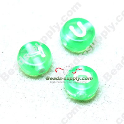 Alphabet Beads 7mm Green - Click Image to Close