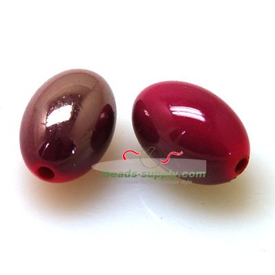 Bead,Half UV Plated Beads,Oval Beads 13*19mm,Fuchsia - Click Image to Close
