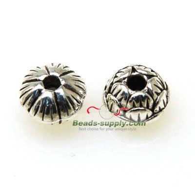 Bead,antiqued"pewter" (zinc-based alloy), 5x8mm flower. Sold per pkg of 1000 - Click Image to Close