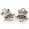 Charm,antiqued"pewter" (zinc-based alloy), 13x16mm Happy Pigs with heart. Sold per pkg of 500
