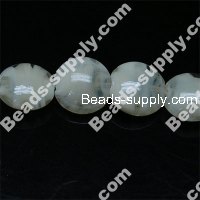 Foiled glass Coin Beads 15mm White