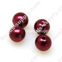 Imitation Pearl Round Bead 12mm , Dark Red