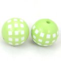 18mm engraved grid Carved acrylic round beads,yellow/green