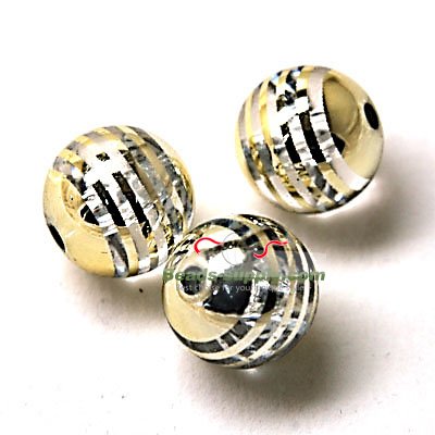 Acrylic UV Plated Beads ,Striated surface,Round Beads 16mm,Golden - Click Image to Close