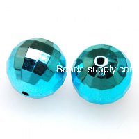 Beads,18mm UV coated plastic faceted round beads,aquamarine