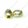 Beads,Loose beads,8*11mm Oval Aluminium Beads,Lt Yellow beads with carving, sold of 500pcs
