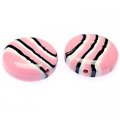 Beads,stripes damasks resin coin beads ,11x25mm,pink color