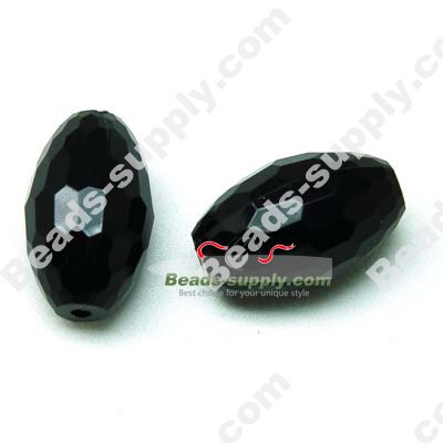 Black Solid Color Acrylic Beads 25x15mm - Click Image to Close