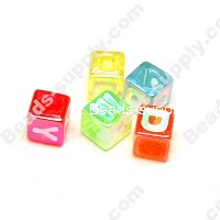 Cube Alphabet Beads 7*7mm ,Transparent AB