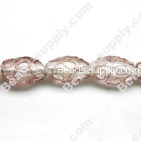 Glass Silver Foiled Oval Beads 15x25mm