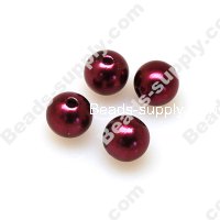 Imitation Pearl Round Bead 4mm , Dark Red