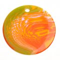 Pendant,38mm flat round resin pendant,red based multi color, sold 100 Pcs