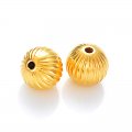 Plating Acrylic CCB Beads, Fluted Corrugated Stripe Round, Gold, 10mm, Hole: 1.8mm