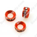 Strass Roundel Beads 10mm with Clear Crystal ,Orange