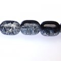 Bead,16x12mm crackled glass beads,Clear/black,Sold of 10 strands