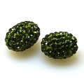 Bead,polyclay and crystal,11*15mm oval pave beads,olivine color,sold 20 Pcs Per Package