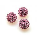 Beads,Pave Polyclay Round Beads 8mm , Lt Rose