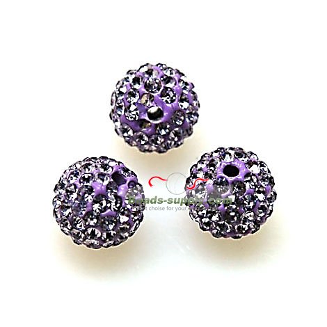 Beads,Pave Polyclay Round Beads 8mm , Violet - Click Image to Close