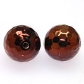 Beads,acrylic,UV plated 18mm faceted round UV coated plastic beads,coffee plated perles,sold of 135 Pcs
