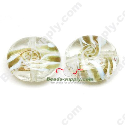 Foiled glass Coin Beads - Click Image to Close