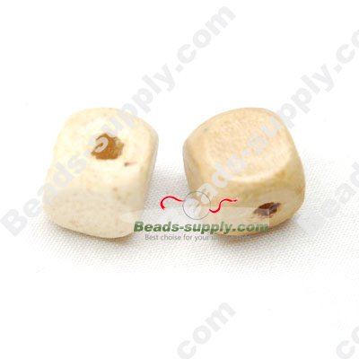 Wood Square Bead 10x10mm,White - Click Image to Close