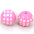 18mm engraved grid Carved acrylic round beads,pink