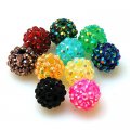 Bead,Round Resin Pave Beads,Silver Base,Assorted Color,Sold 100 Pcs Per Package