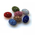 Bead,polyclay and crystal,9*13mm oval pave beads,Mixed Color,Sold 20 Pcs Per Package