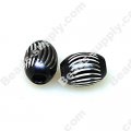Beads,Loose beads,8*11mm Oval Aluminium Beads,Black beads with carving, sold of 500pcs