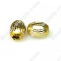 Beads,Loose beads,8*11mm Oval Aluminium Beads,Yellow beads with carving, sold of 500pcs