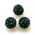 Beads,Pave Polyclay Round Beads 10mm , Emerald