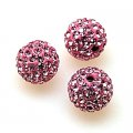 Beads,Pave Polyclay Round Beads 12mm , Lt Rose