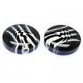 Beads,stripes damasks resin coin beads ,11x25mm,black color