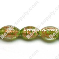 Glass Silver Foiled Oval Beads 15x20mm