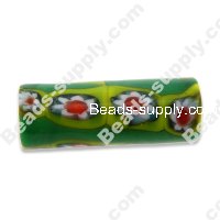 Millefiori Glass Staight Tube Beads 13x32 mm